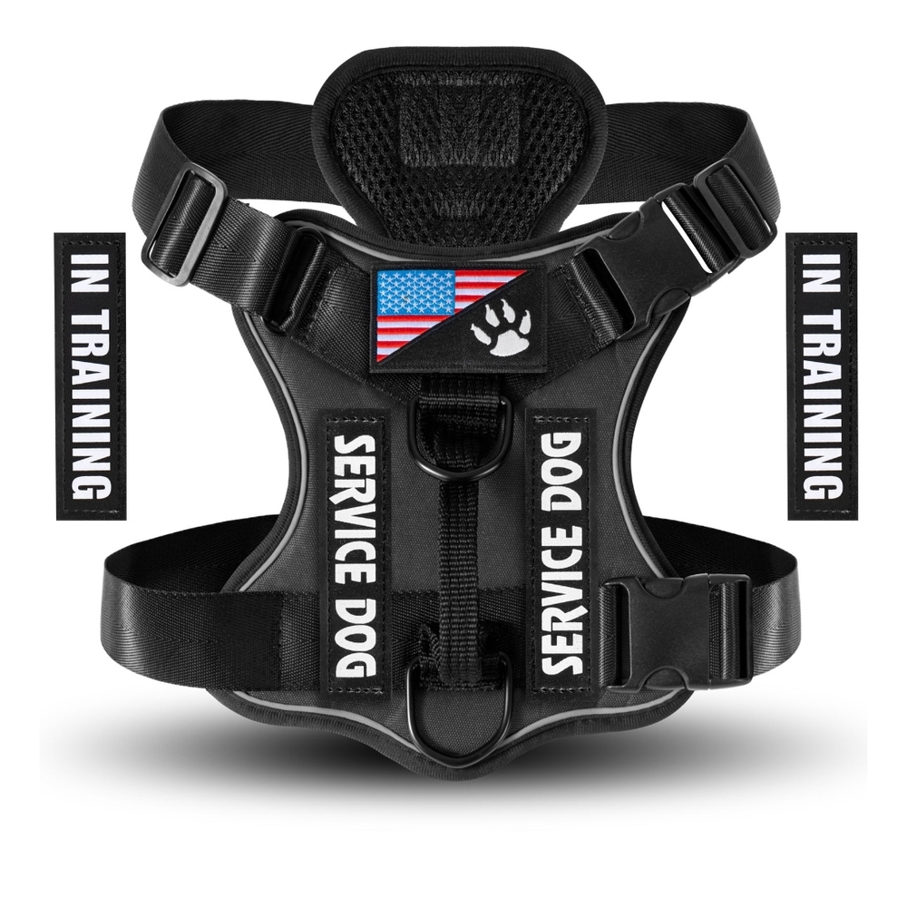 Black Tactical Dog Harness with Adjustable Straps